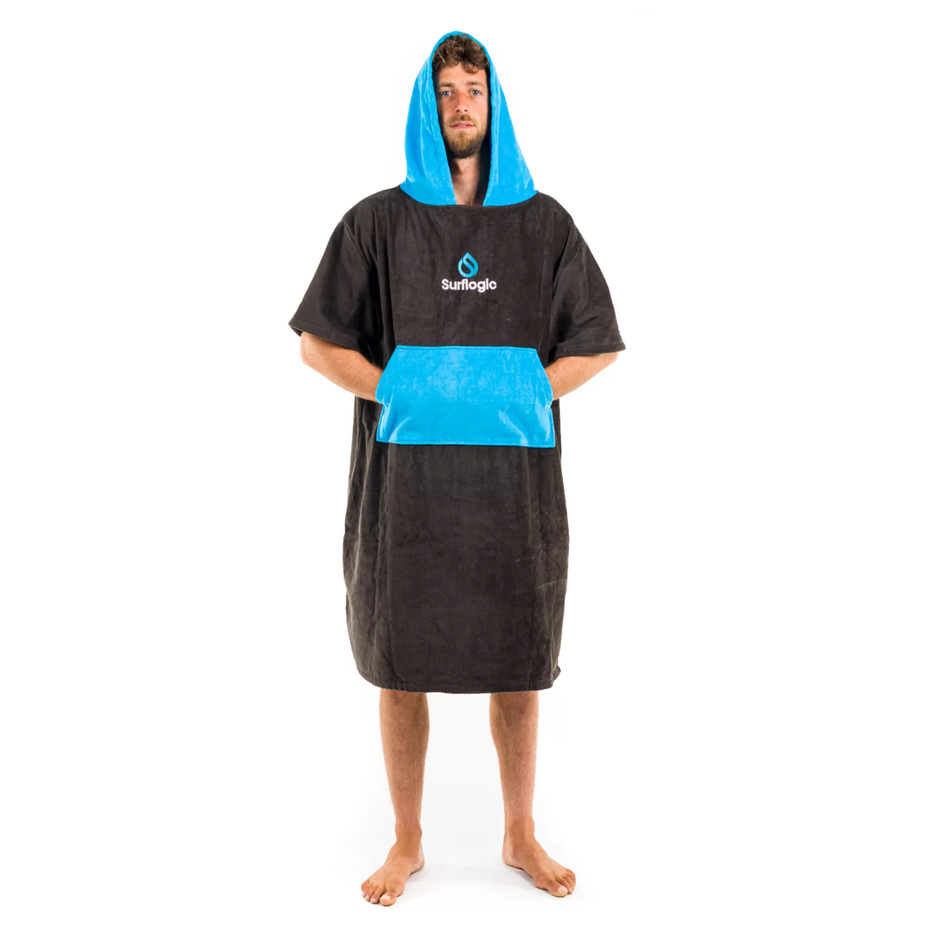 Surflogic Poncho Black & Cyan Hot