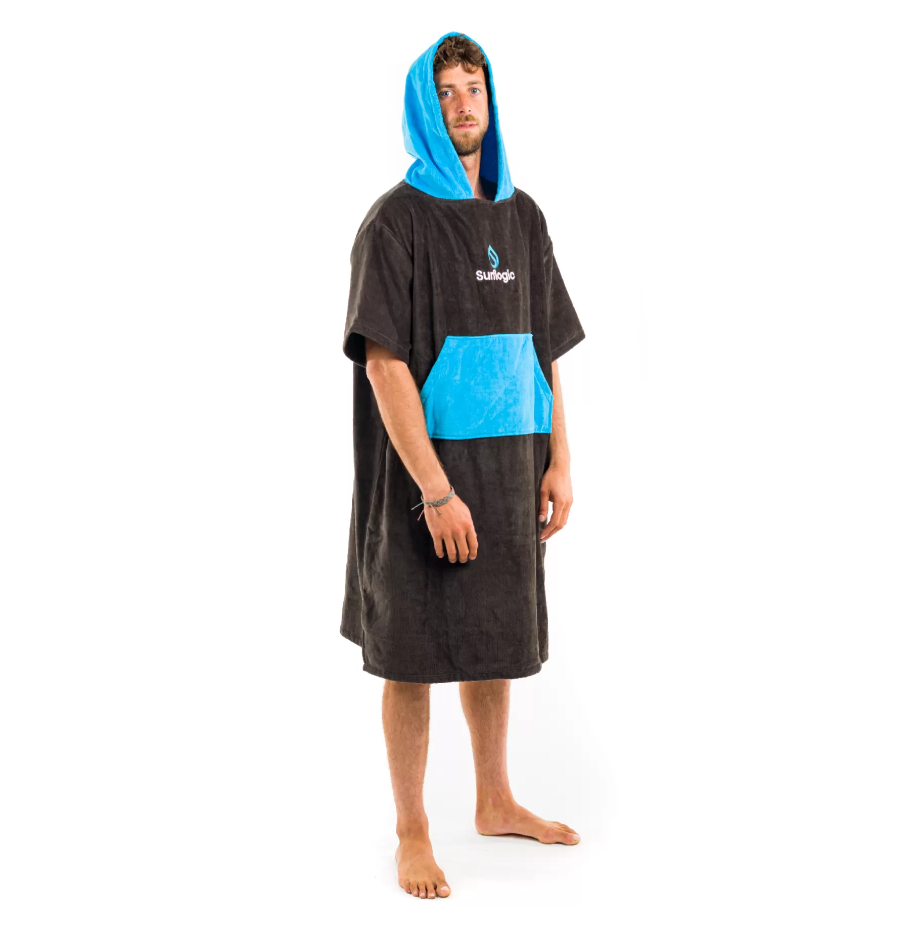 Surflogic Poncho Black & Cyan Hot