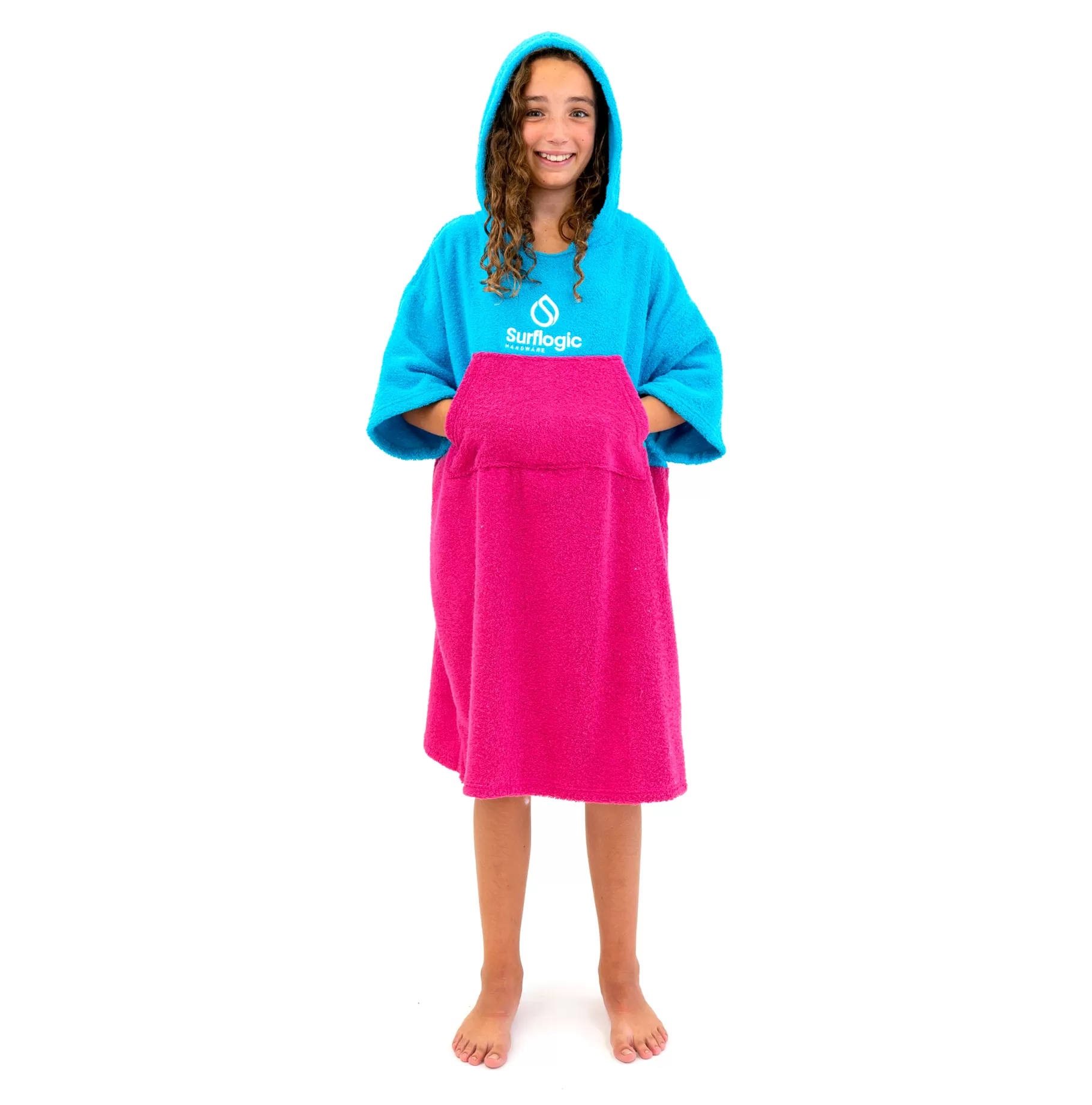 Surflogic Poncho Cyan & Neon Pink (Junior) Best